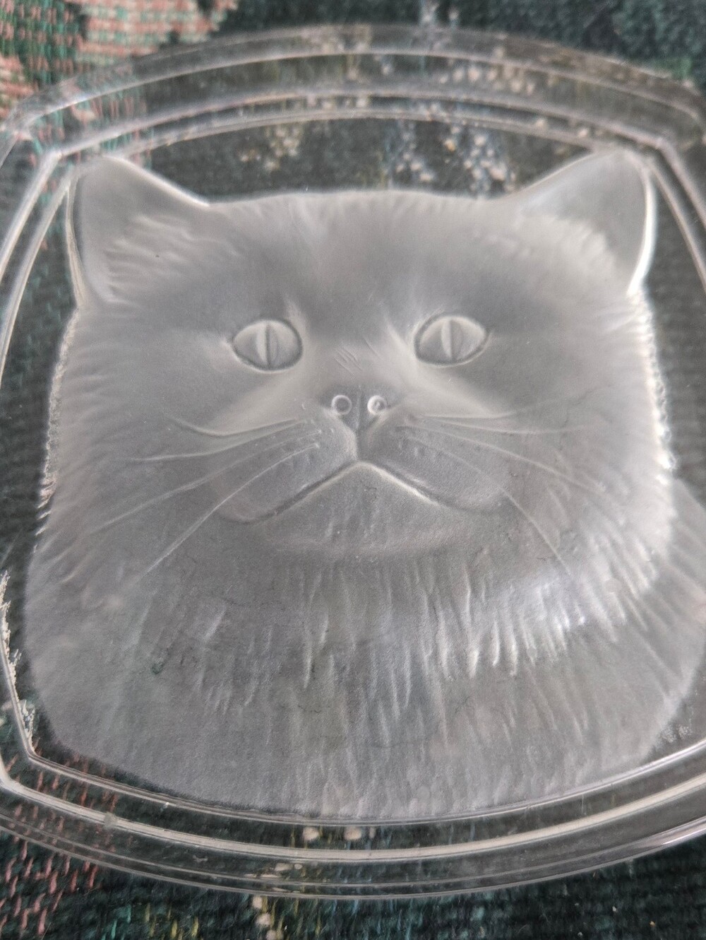 Cristal D'arques Frosted Cat Trinket Dish with Lid